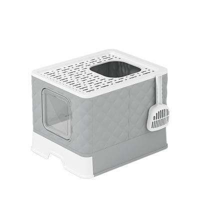 China Collapsible Stored Cat Basin Pet Garbage Pan Cat Litter Box Tray Pet Trash Can Toilet Kit for sale