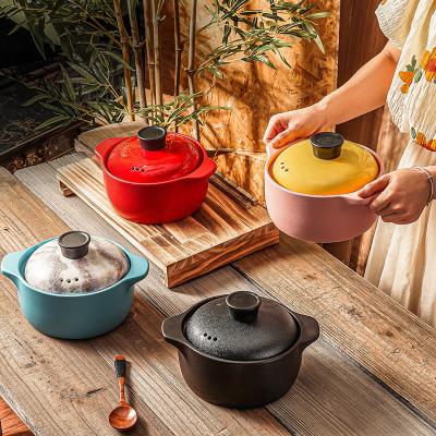 China WEIYE Viable 1.6 Liter Stovetop Colorful Durable Open Flame Cookware Cooking Hot Ceramic Clay Pot Stew Casserole Keramik for sale