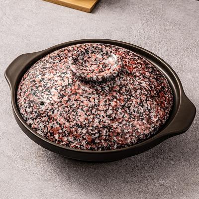 China WEIYE Viable 1.7L Marble Pattern Gas Cooker Safe Heat Resistant Ceramic Pot Earthened Casserole For Cooking for sale