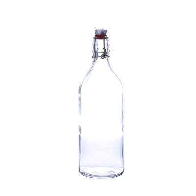 China Wholesale Daily Life Home Factory Price Drinking Bottle 200ml/500ml/1000ml Glass Empty Clear Juicy Bottles Drinks Swing Top Glass Bottle for sale