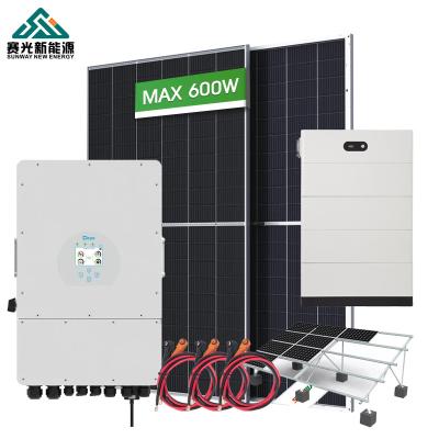 China Home Solar Energy Storage System Renewable Energy 5kw 8kw 10kw 12kw Home Solar Power System with PV Panels Inverter Hybrid Lithium Battery for sale