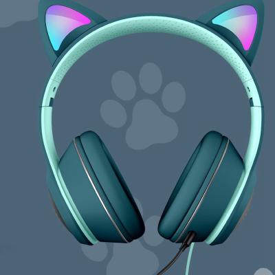 China Earphone Mode Cat Ear Design AKZ-022 Gaming Headphones RGB Led Wired Headset With Dual Microphone For PS4 Computer for sale