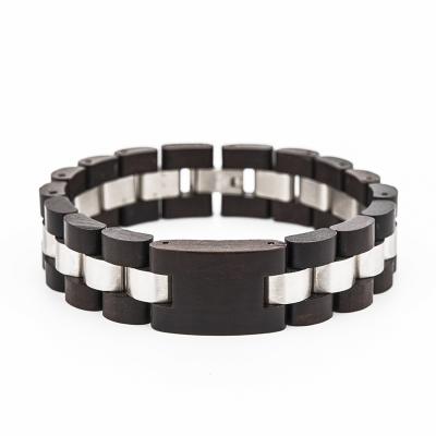 China New Vintage 2022 Bracelets Logo Stainless Steel Wood Custom Bracelets For Couples for sale