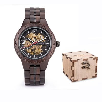 China Waterproof DRONTE DEER Watches Mens Customs Logo Wooden Automatic Mechanical Watch With Your Logo for sale