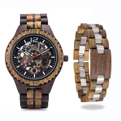 China Waterproof Water Resistant Watches Mens Customized Logo Wooden Automatic Watch With Your Own Brand for sale