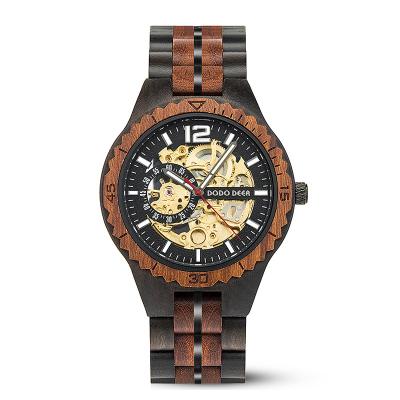 China 2021 Hot Sale Luxury Red Sandal Wooden Waterproof Your Logo Custom Watches Automatic Wooden Watches For Couples for sale