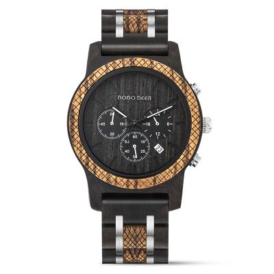 China New Date DRONTE DRONTE Date Men's Quartz Watches Luxury Chronograph Watch Automatic Customized LOGO Zebrawood Watch for sale