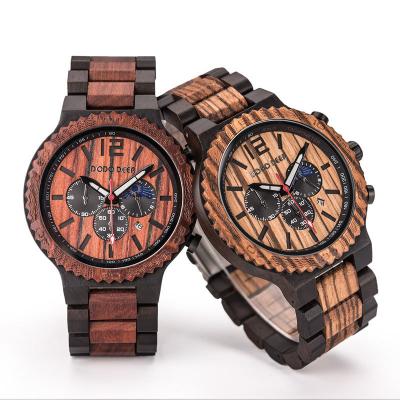 China DRONTE RED DEER ebony wood quartz watch automatic natural custom logo chronograph wooden date watch for men for sale