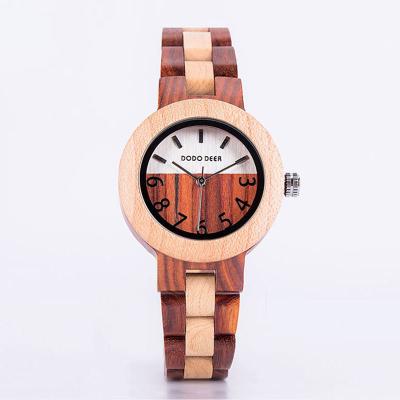 China luxulry brand designer bamboo wood watches wooden women's wristwatches automatic date RED DEER wristwatches for sale