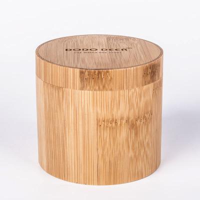 China Handmade Wholesale Custom Bamboo Box Packaging Hardware OEM Logo Wooden Watch Boxes Cylinder for sale