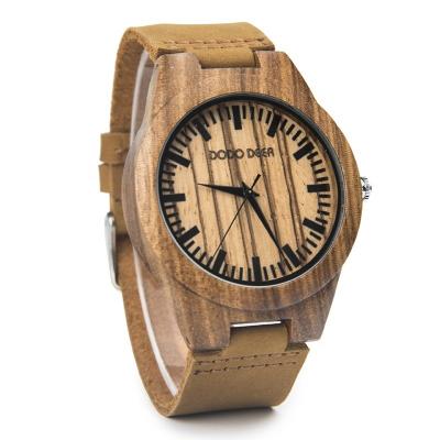 China Customizable bamboo wood wood sports bamboo wood watch simple wood quartz watch fashion belt chronograph RED DEER brand men's watch OEM logo for sale