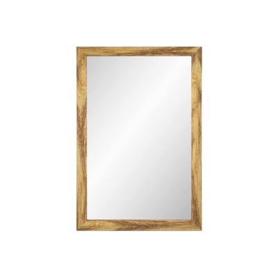 China Simple and natural wooden frame photo view mirror high quality rectangle decorative mirror for decorative wall for sale