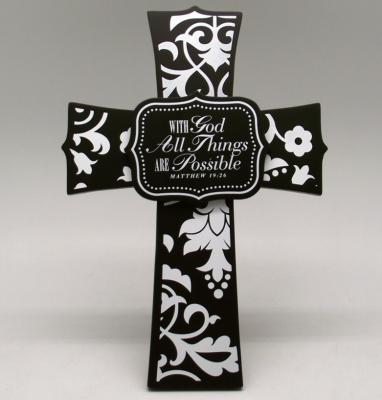 China High quality black and white wood cross plaque arts and crafts from china supplier china for sale