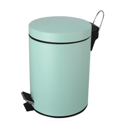 China Rolling Type Garbage Bin Household Customer Color Stainless Steel Foot Pedal Cover Indoor Round Trash Can for sale