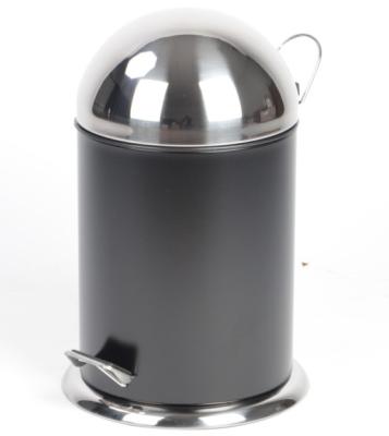 China Cover Rolling Type Ball Lid With Stainless Steel Glossy Pedal Trash Can Office Garbage Bin Indoor Iron Liner Body Indoor Trash Can for sale