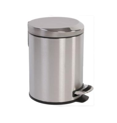 China Rolling Type Moon Lid Design Matte Round Step Cover Waste Can Stainless Steel Foot Pedal Trash Can For Indoor for sale