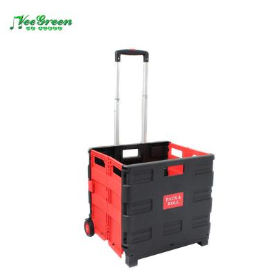 China Plastic Collapsible Folding Luggage Grocery Trolley Trolley With Cheap Price for sale