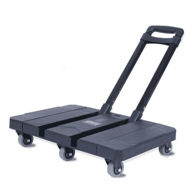 China Extended Large Loading Capacity Push Industrial Plastic Rolling Folding Trolley for sale