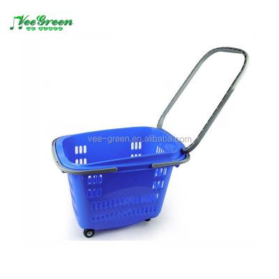 China Plastic Unfolding Supermarket Basket Trolley For Sale for sale