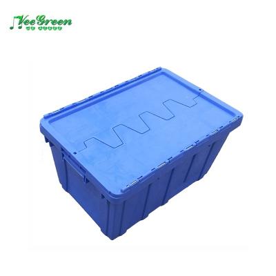 China Solid Wholesale Nesting Solid Box Storage Moving Stackable Plastic Crates With Lids Attached for sale