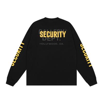 China Brand SECURITY style EL GALLERY DEPARTMENT black vintage flashing unisex top version long sleeve loose yellow crewneck T-shirt for sale