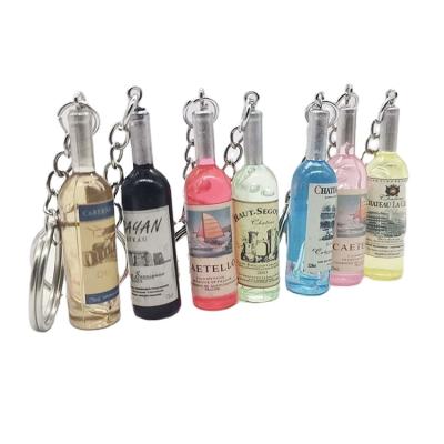 China Wine Bottle Key Chains Pendant Memberships Assorted Color For Car Bag Keychain Novelty Resin Beer Wine Bottle Key Chain Cute Wine Bottle for sale