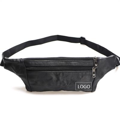 China Custom Anti-theft Fanny Pack Men Genuine Leather Adjustable Waist Bag Multi-pocket Logo and Multi-pocket Zipper Belt Bag for sale