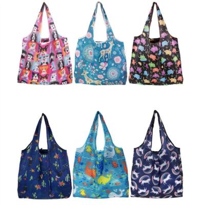 China Folding Eco Fabric Portable Grocery Bag Tote Bag Folding Large Capacity Logo Foldable Handbags Reusable Shopping Bags Women for sale