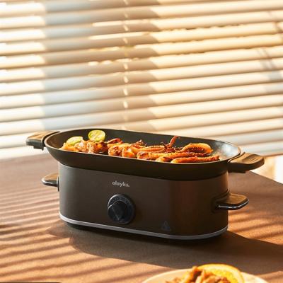 China Household Logo Household Bakeware Electric BBQ Tray Cheese Grill Teppanyaki Pot Viable Non-stick Electric Tool Korean BBQ Pot for sale