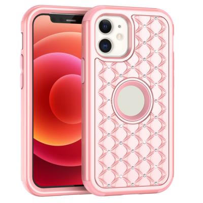 China Shockproof For iPhone 13 pro Max Case Luxury Diamond Glitter Three Layer Shockproof Protective Cover Case For iPhone 11 12 13 pro max for sale