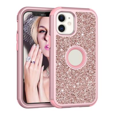 China Hot Selling Shockproof For iPhone 13 Case Luxury Glitter Three Layer Heavy Duty Shockproof Protective Cover Phone Case For iPhone 11 12 13 pro Max for sale