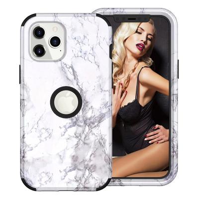 China Wholesale Shockproof For iPhone 13 Case Marble Series Three Layer Heavy Duty Shockproof Protective Cover Case For iPhone 11 12 13 pro max for sale