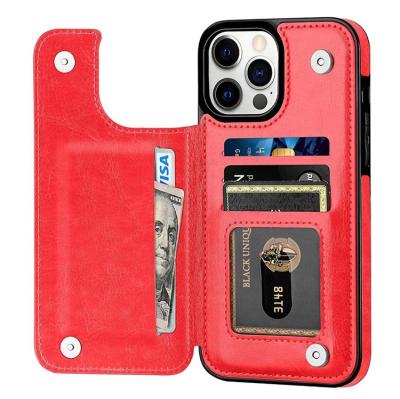 China Wholesale Shockproof PU Leather Magnetic Clasp Wallet Dual Case With Card Holder For Iphone 13 12 11 for sale