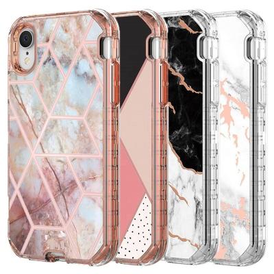 China 100% Eco-friendly Phone Case For Iphone Xr 3 Luxury Marble Case In 1 Full Body Protection Cover Heavy Duty Shockproof Phone Case For Iphone Xs Max for sale