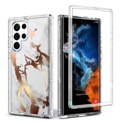 China Shockproof For Samsung S22 Ultra Case Marble Design Heavy Duty Three Layer Phone Case For Samsung Galaxy S20 S21 Fe S21 Note Ultra 20 Ultra for sale