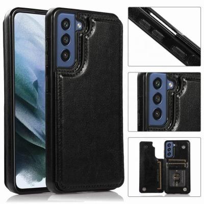 China Wholesale Shockproof PU Leather Clasp Wallet Magnetic Double Cases With Card Holder For Samsung Galaxy S22 Case for sale