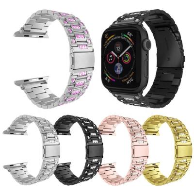 China 100% Eco-Friendly #2 iWatch Watch Bands For iWatch Series 5/4/3/2/1 Luxury Diamond Stainless Steel Metal For Apple Watch Band 38mm 40mm 42mm 44mm for sale