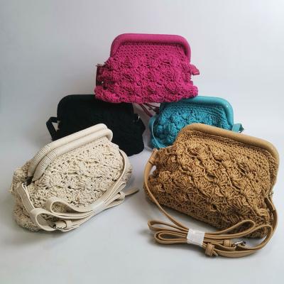 China Handmade Fashion Bohemian Design Bag Hand - Woven Macrame Cotton Women Shoulder Bag for sale