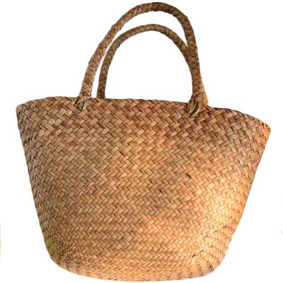 China ELLYSON Straw Bag Natural Wicker Tote Style Braided Handbag Preppy Casual Women Garden Bags Mini Woven Rattan Bags Handmade for sale