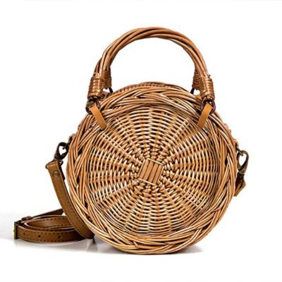 China Fashion\Hollow Handmade Messenger Crossbody Bags Straw Shoulder Bag Women Summer Round Woven Rattan Bag Comfortable Shell Summer Beach Handbags\Durable for sale