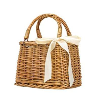 China Wholesale Fashion Ellyson Handbags Handbag Set Willow Rattan Woven Portable Beach Bag for sale