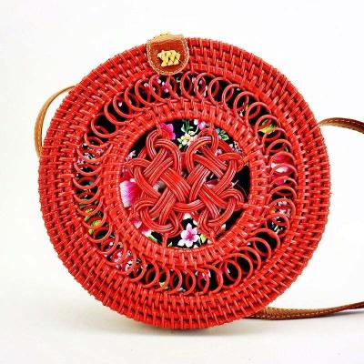 China New Style/Fashion Wholesale Bali Beach Straw Rattan Handmade Woven Round Shoulder Bag For Women for sale