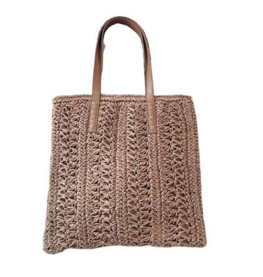 China Personalized boho bag pp braided tote bag paper straw beach bag crochet straw handbag for sale