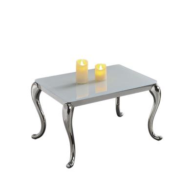 China Mesa de acero con cubierta de templado glass top stainless crystal dining table for sale