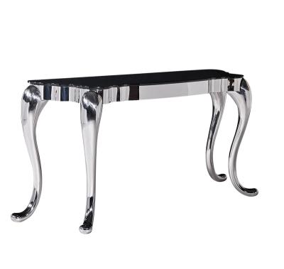 China High Quality Glass Top Cafe de Acero Stainless Mesa Console Table for sale