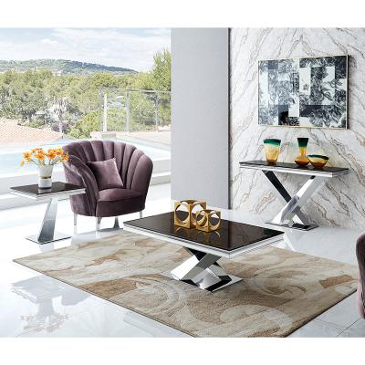 China Furniture glass top quality modern style luxury modern style coffee table top stainless steel glass coffee table for sale