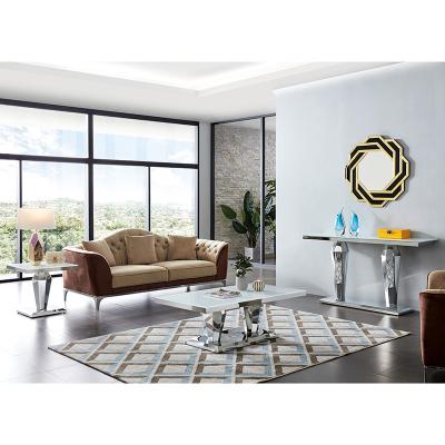 China Living Room Glass Top Tables Stainless Steel Occasional Glass Tables for sale