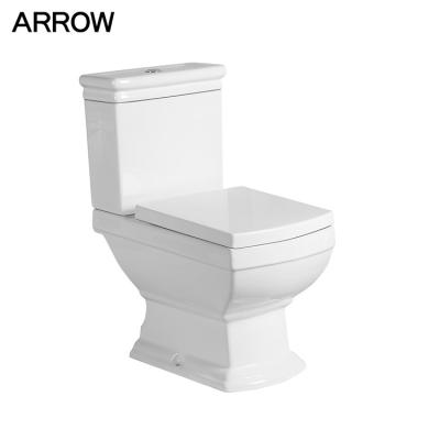 China Modern western two-piece washdown Double-flush bathroom ceramic closestool p-trap toilet for sale