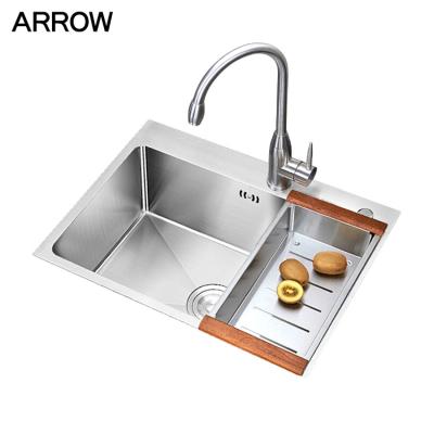 China Without faucet wholesale high quality rectangular single bowl ss304 stainless steel kitchen sink with drainer for sale