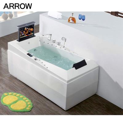 China Large Single Skirt Acrylic Deep Jetted Whirlpool Massage Soak Indoor Spa Tub Bathtub TV for sale